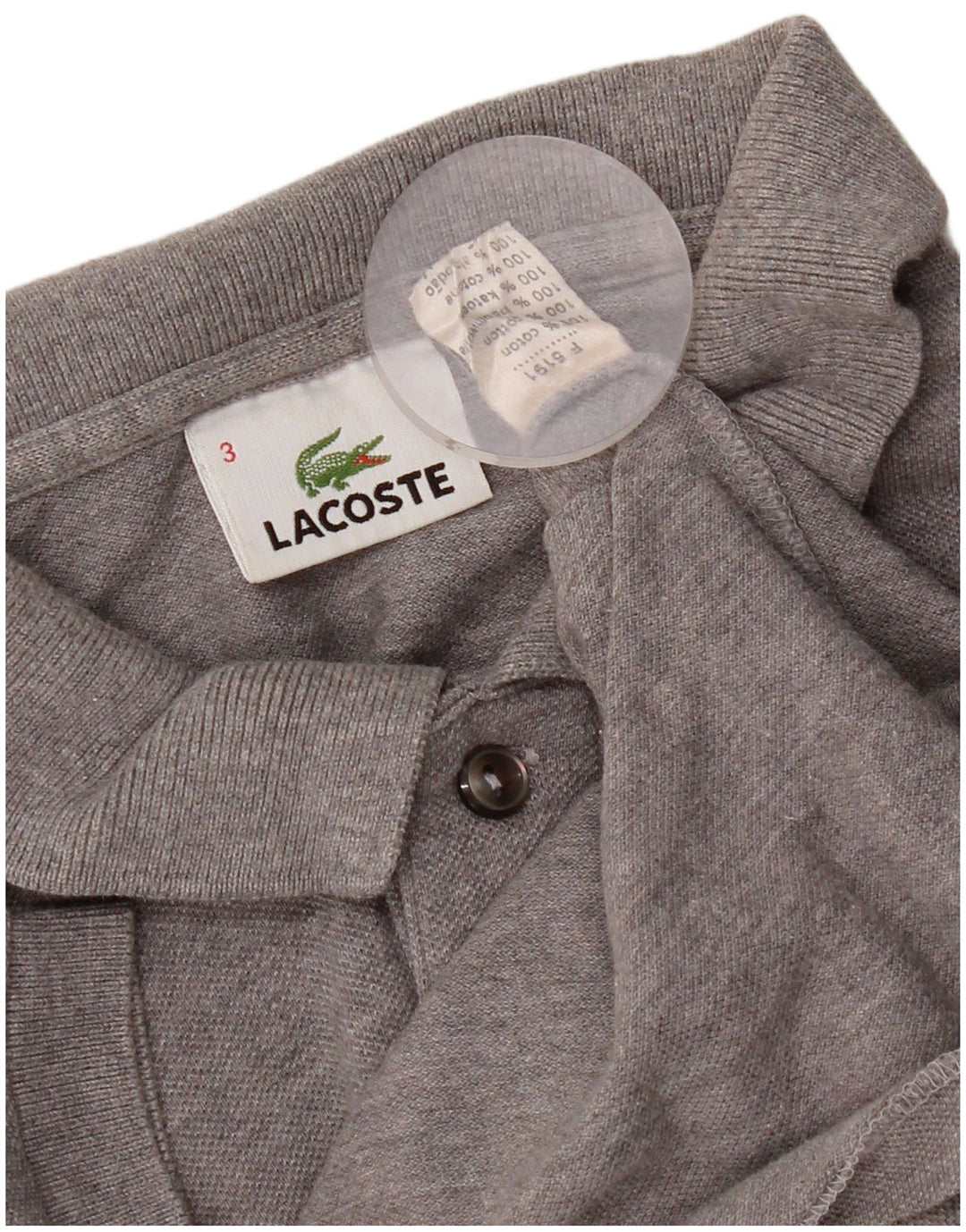 Polo Lacoste para hombre talla 3 pequeño algodón gris