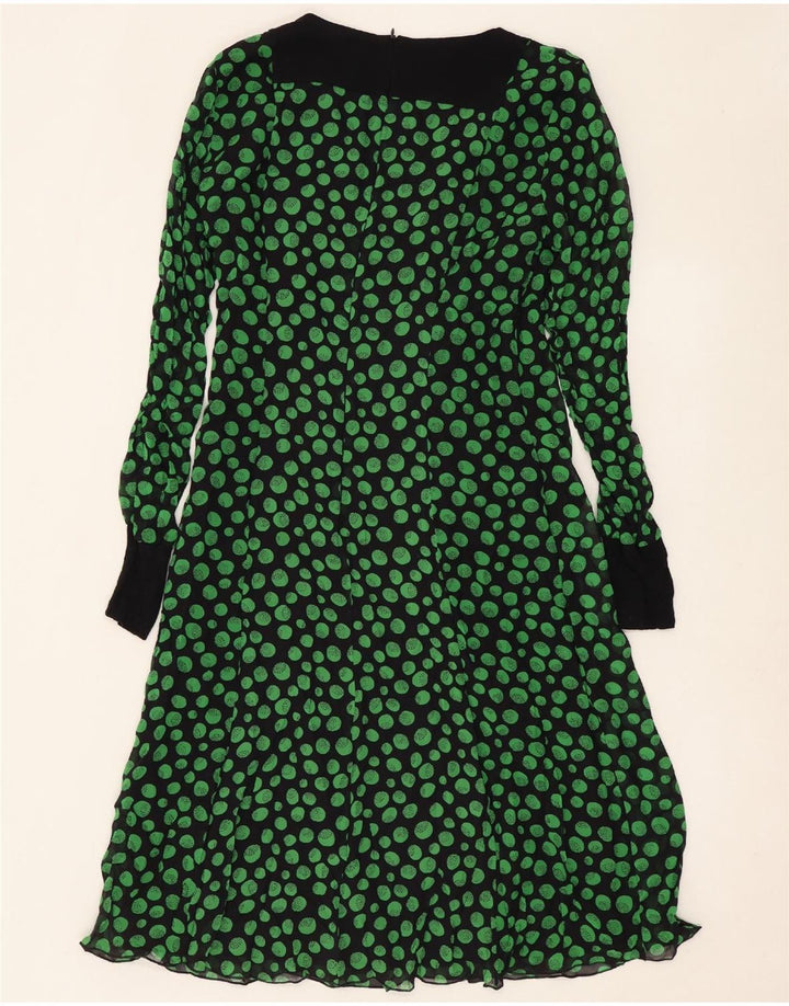 Max Mara Vestido acampanado de manga larga Intrend para mujer UK 42 Medium Black Spotted