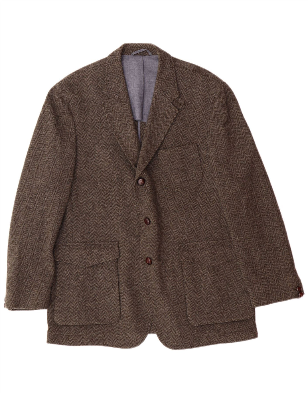 HACKETT Chaqueta tipo blazer de 3 botones para hombre UK 44 XL Lana en espiga marrón