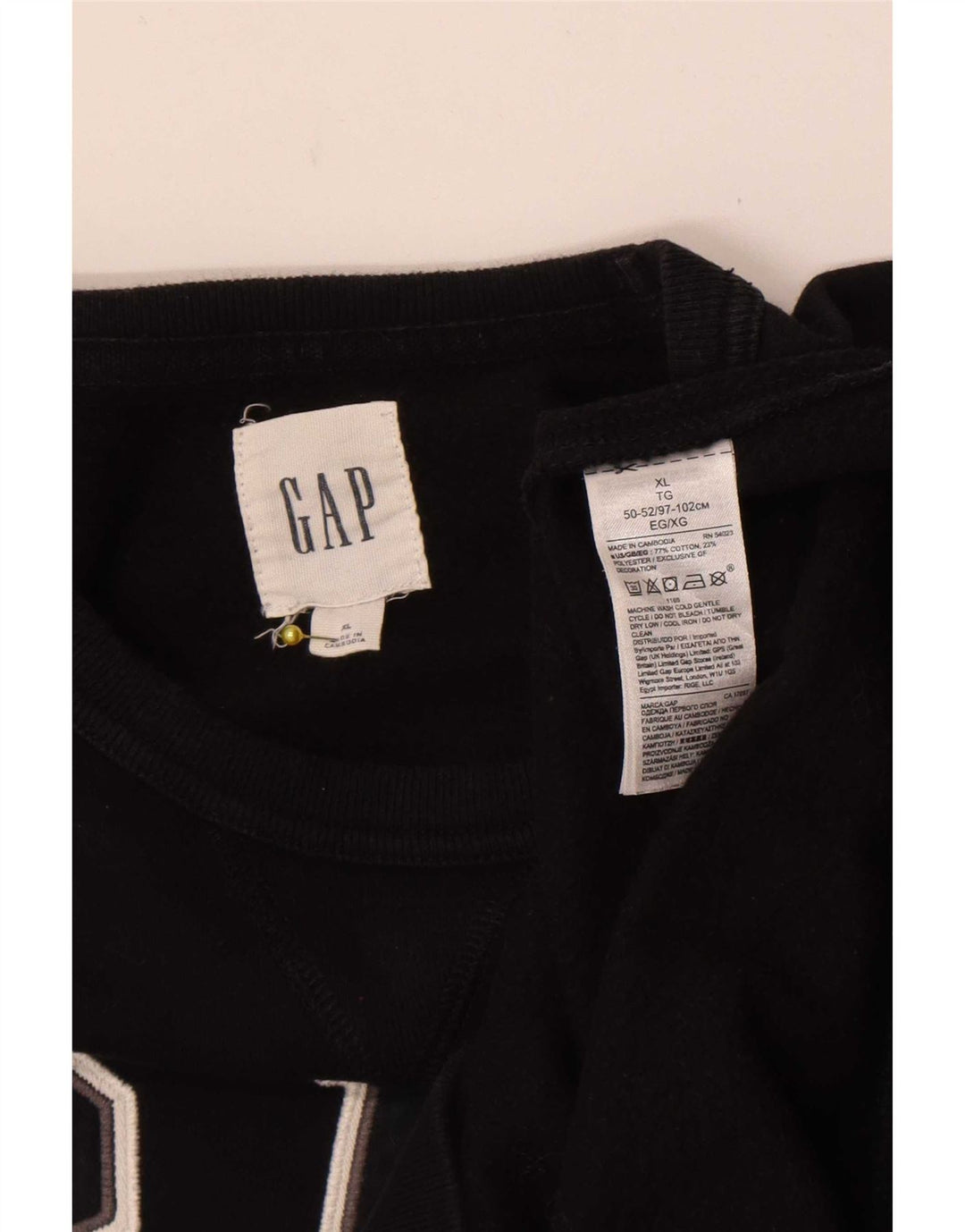 Gap Hombre Sudadera Gráfica Jumper XL Algodón Negro