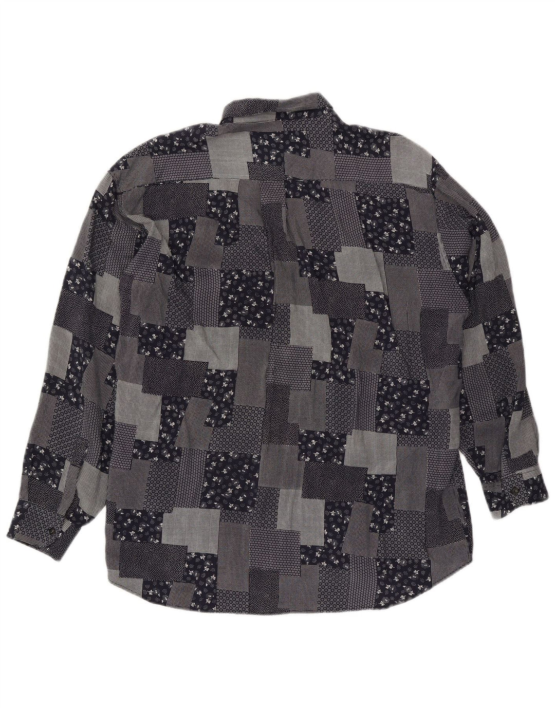 Camisa VINTAGE Hombre XL Viscosa Patchwork Negra