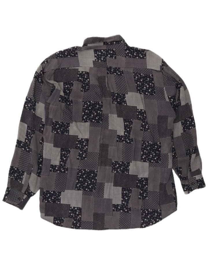 Camisa VINTAGE Hombre XL Viscosa Patchwork Negra