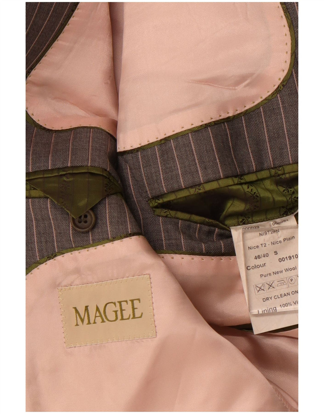 Magee Chaqueta tipo blazer de 2 botones para hombre IT 46 Small Grey Pinstripe New Wool