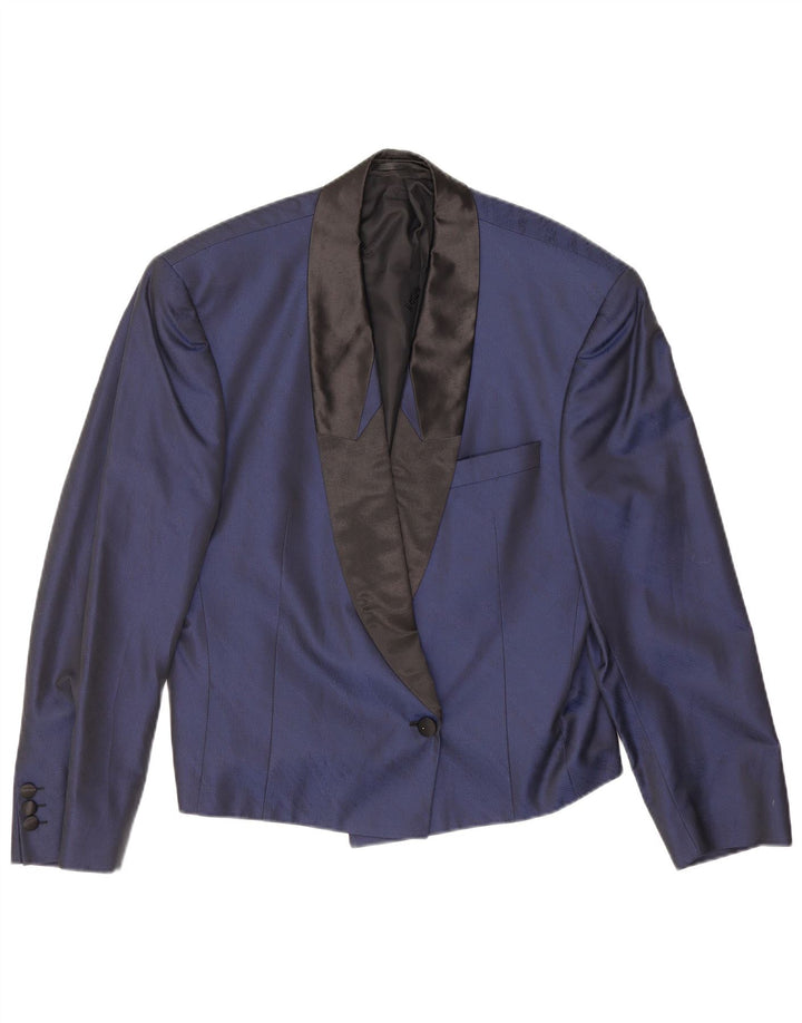 Chaqueta tipo blazer de 1 botón para mujer UK 46 Grande Algodón azul marino