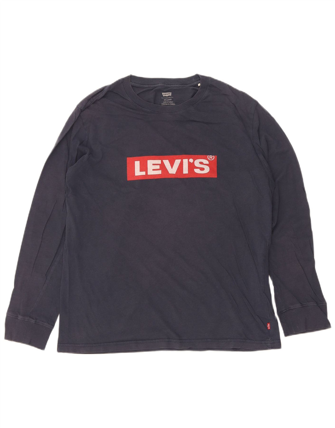 Levi's Mens Relaxed Graphic Top Manga Larga Pequeño Algodón Azul Marino