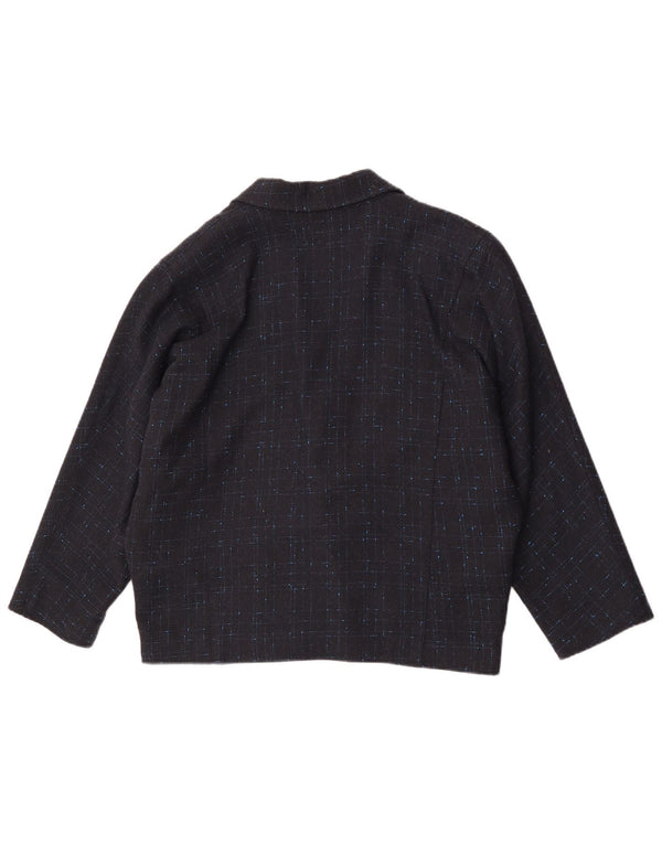 Vintage mujer chaqueta blazer de gran tamaño EU 34 XS azul marino comprobar