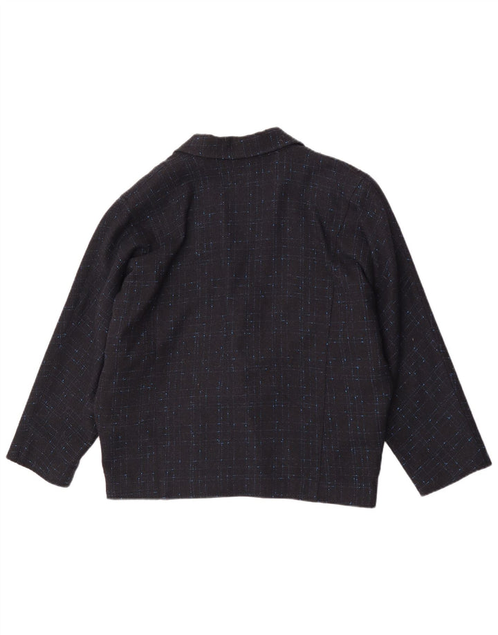 Vintage mujer chaqueta blazer de gran tamaño EU 34 XS azul marino comprobar