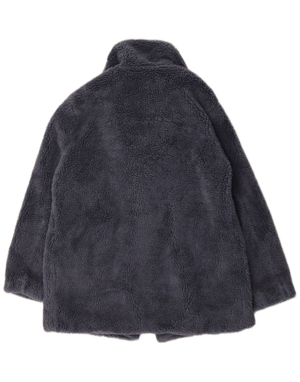 Marks & Spencer Womens Oversized Faux Fur Overcoat UK 12 Medium Grey