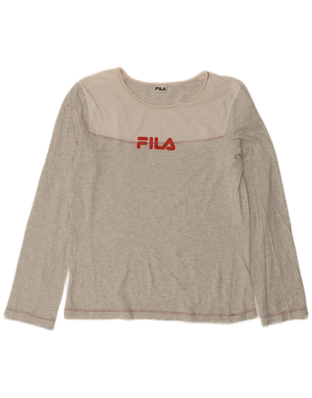 FILA Top gráfico para mujer de manga larga UK 42 Gris medio moteado