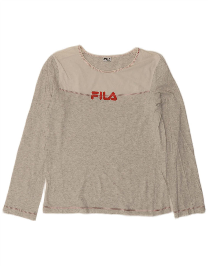 FILA Top gráfico para mujer de manga larga UK 42 Gris medio moteado