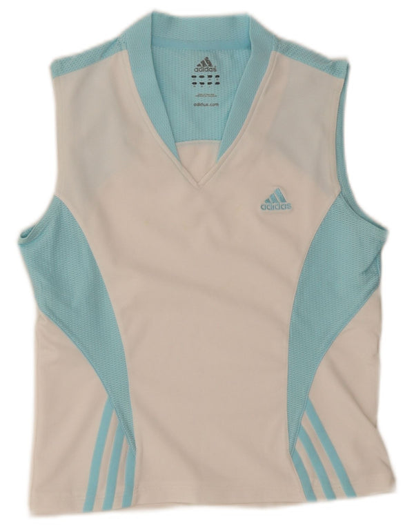 Adidas Top corto sin mangas para mujer UK 12 Medium White Colourblock