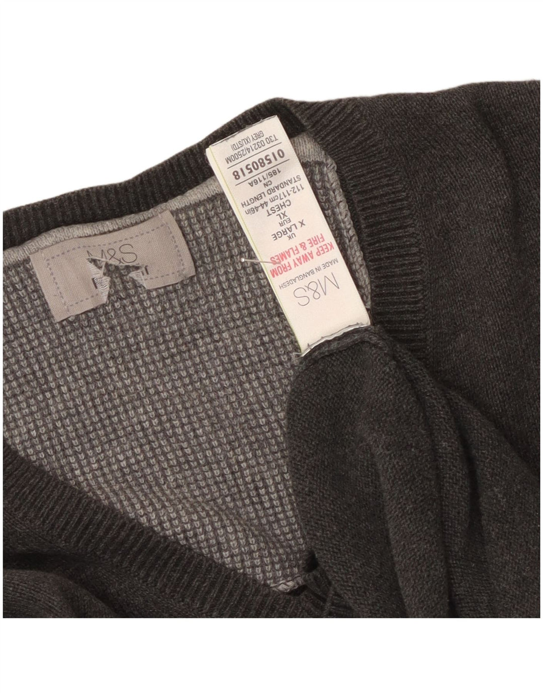 Marks & Spencer Jersey con cuello en V para hombre XL Algodón gris