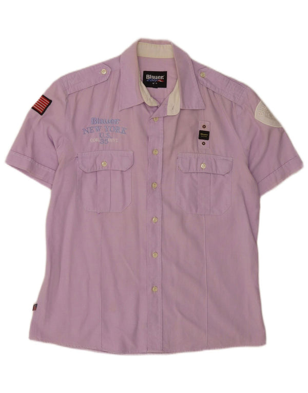 Blauer Hombre Camisa Gráfica De Manga Corta XL Algodón Morado
