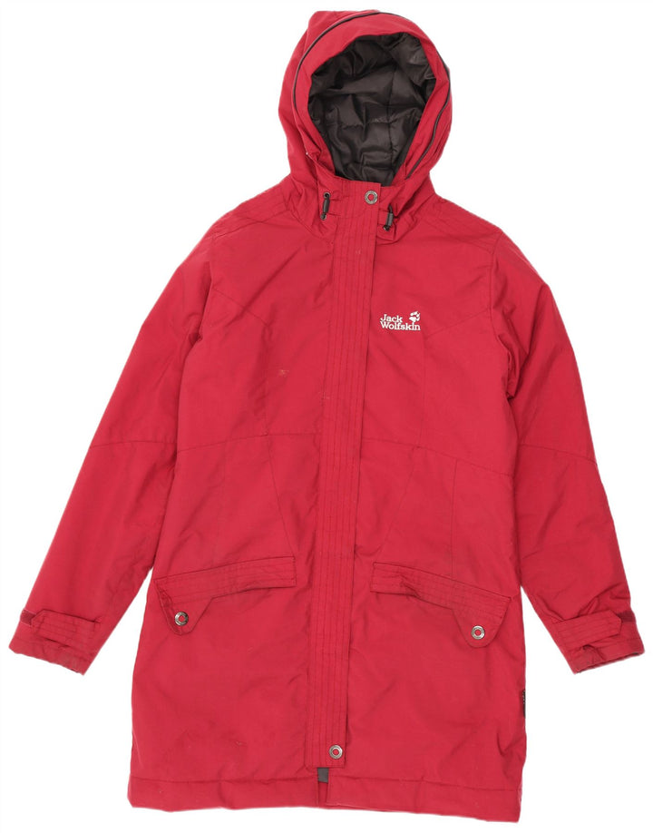 Jack Wolfskin Abrigo cortavientos con capucha para mujer UK 10 Small Red Poliéster