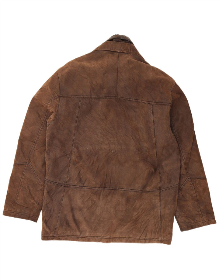 VINTAGE Mens Leather Jacket IT 48 Medium Brown Leather