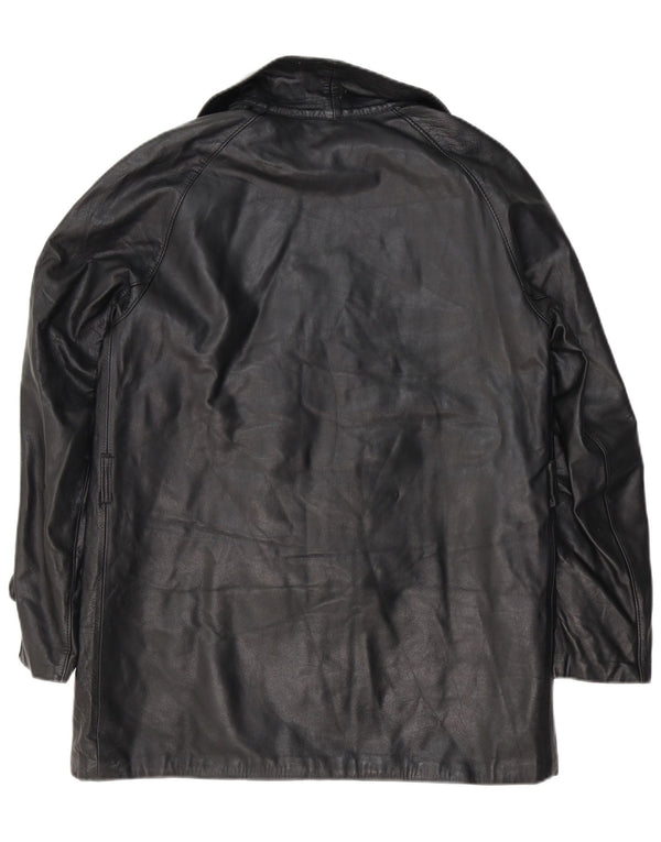 Vintage chaqueta de cuero para hombre Reino Unido 38 cuero negro medio