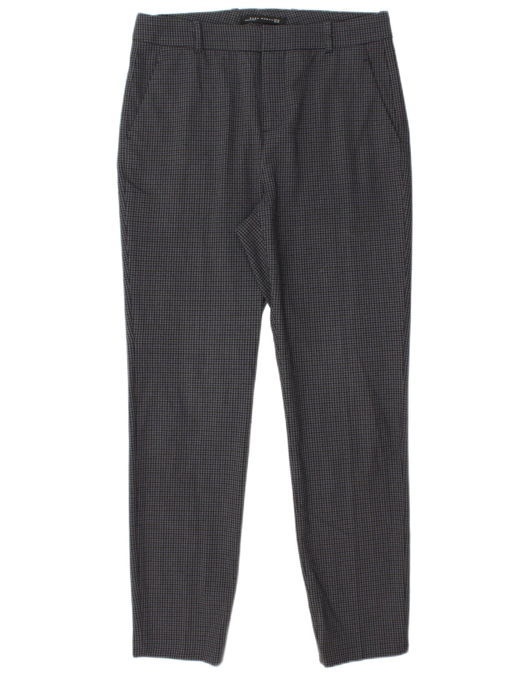 Zara Mujer Pantalón De Traje Slim EU 40 Medium W30 L28 Gris Pata De Gallo