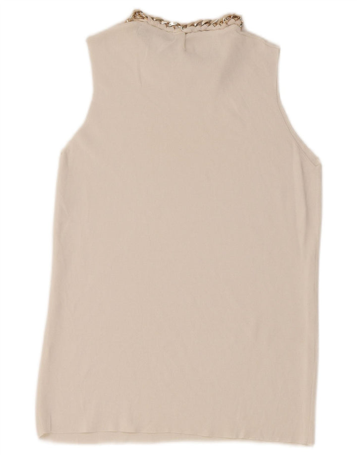 Zara Mujer Chaleco Top UK 12 Medium Blanco