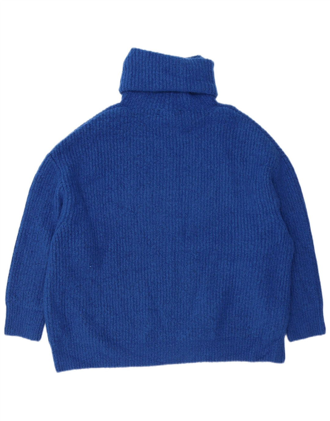 Zara Mujer Jersey De Cuello Alto De Gran Tamaño UK 44 Acrílico Azul Medio