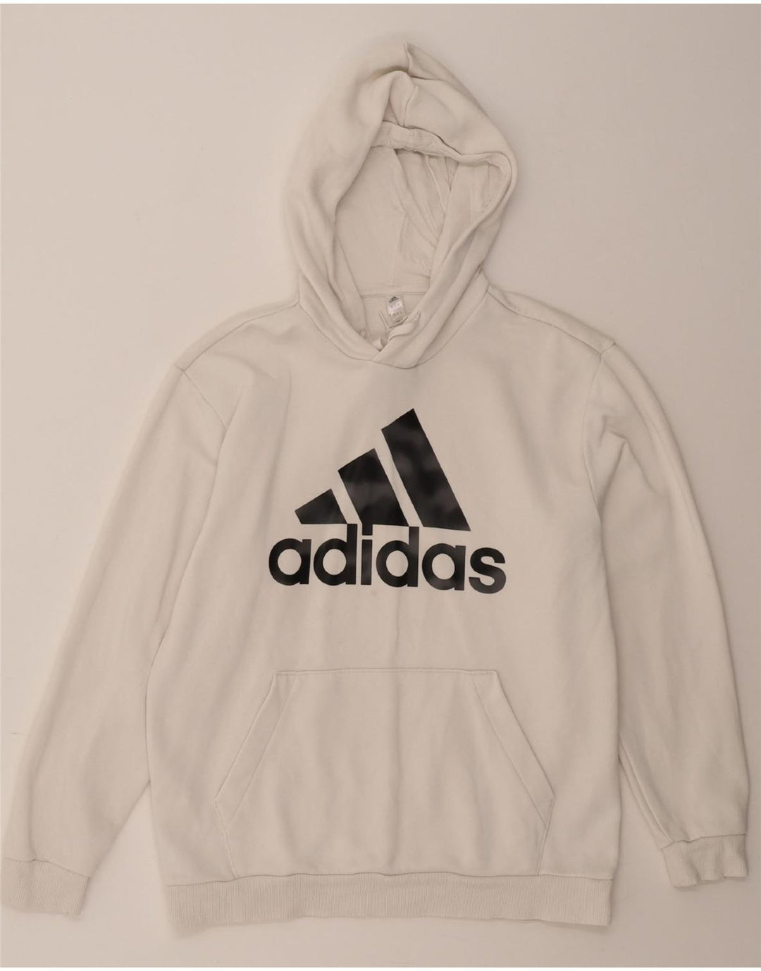 ADIDAS Mens Graphic Hoodie Jumper Medium White Cotton Vintage Adidas and Second-Hand Adidas from Messina Hembry 
