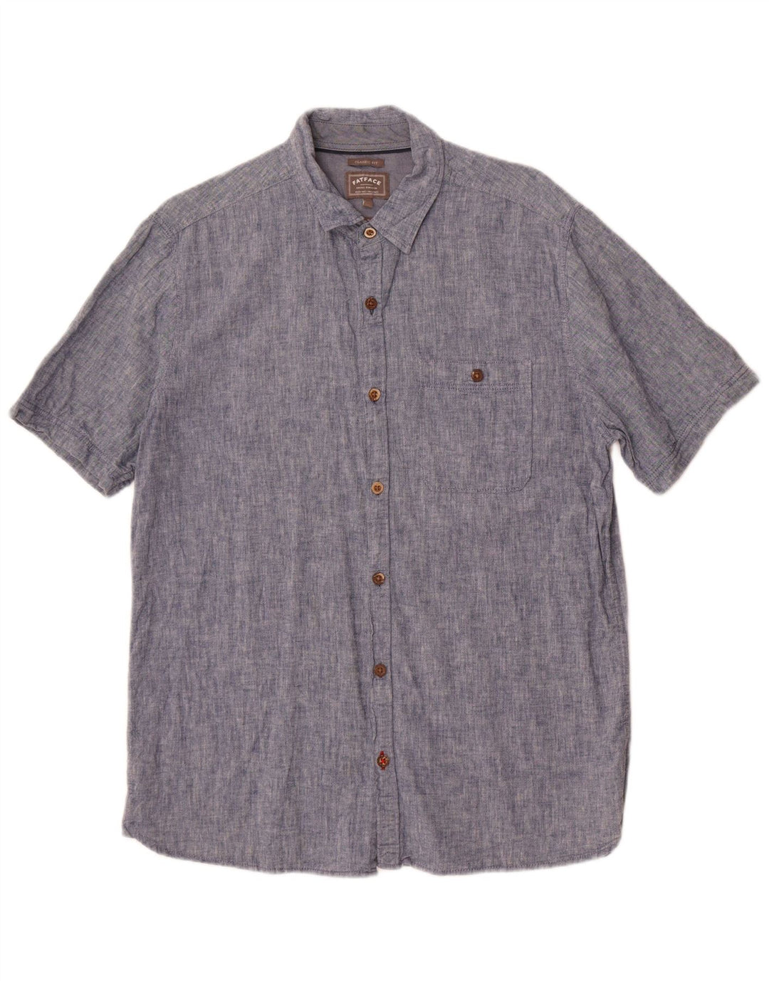 Camisa de corte clásico de manga corta para hombre de Fat Face Lino azul medio