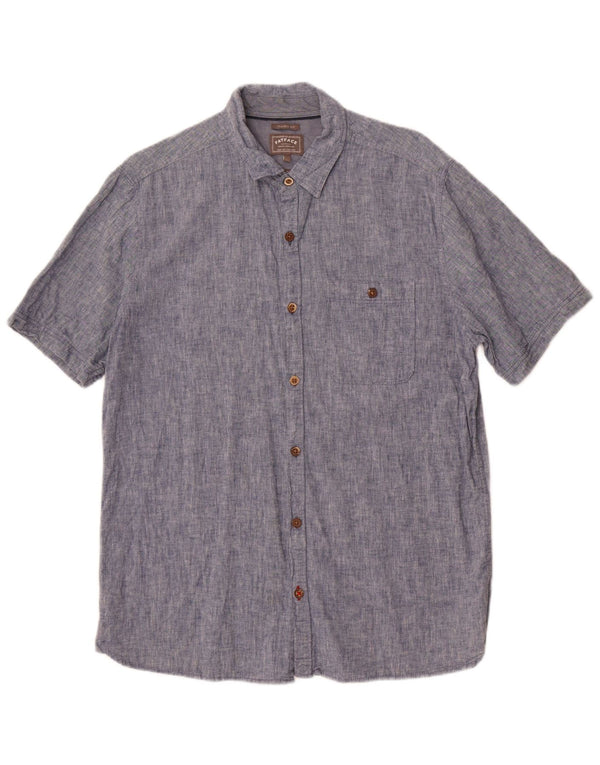 Camisa de corte clásico de manga corta para hombre de Fat Face Lino azul medio