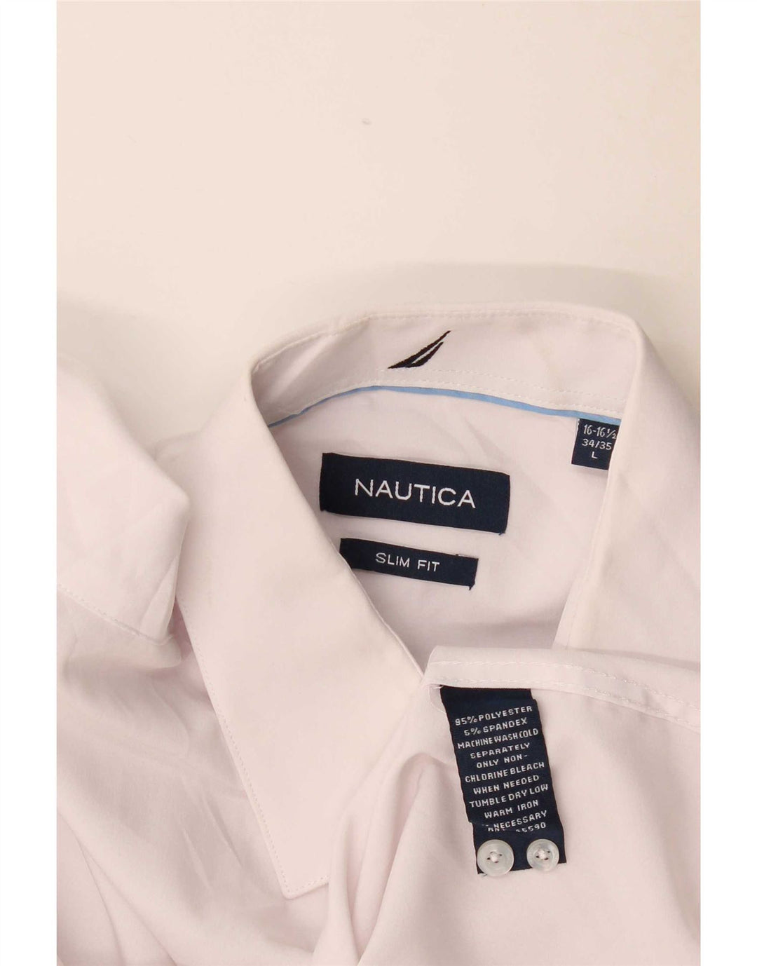 Nautica Camisa Slim Fit para Hombre Talla 16 1/2 Grande Poliéster Blanco