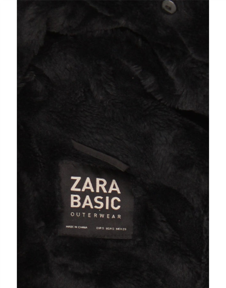Zara Mujer Abrigo Cortavientos Con Capucha UK 40 Small Negro