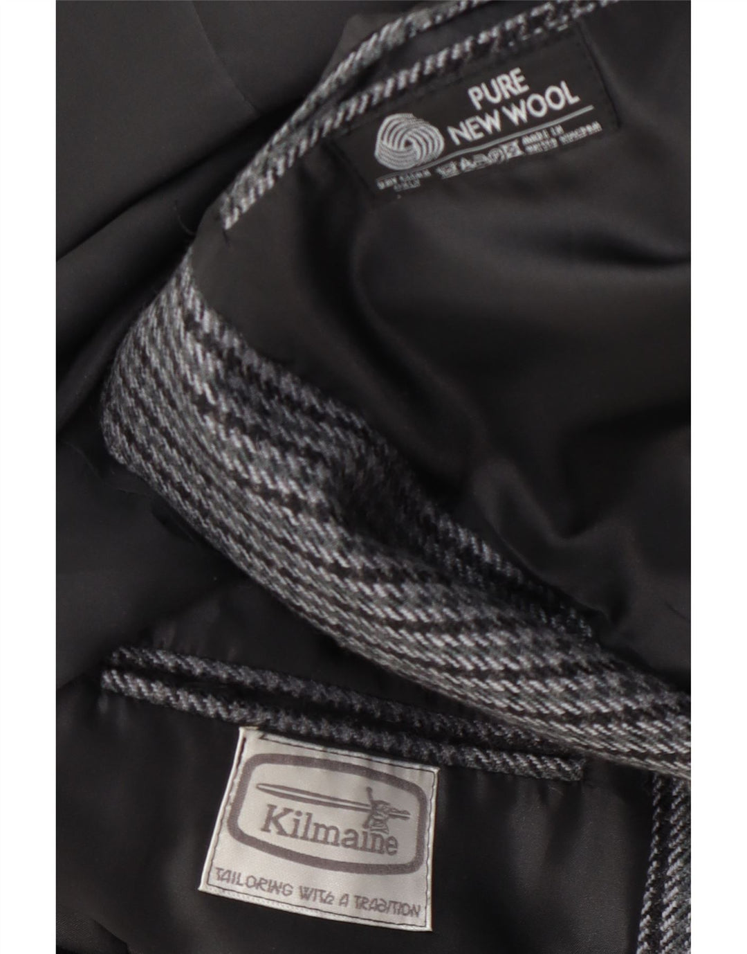 Kilmaine Chaqueta tipo blazer de 2 botones para hombre UK 38 Lana de pata de gallo gris medio
