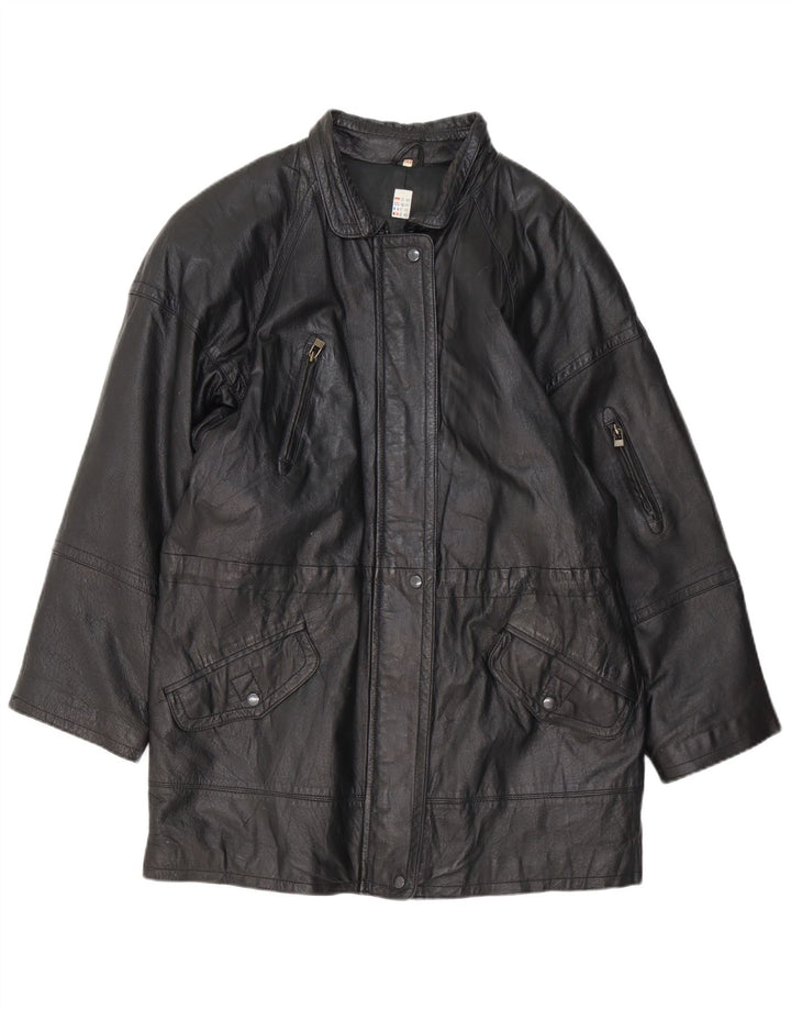Chaqueta de cuero vintage para mujer EU 40 Medio Negro