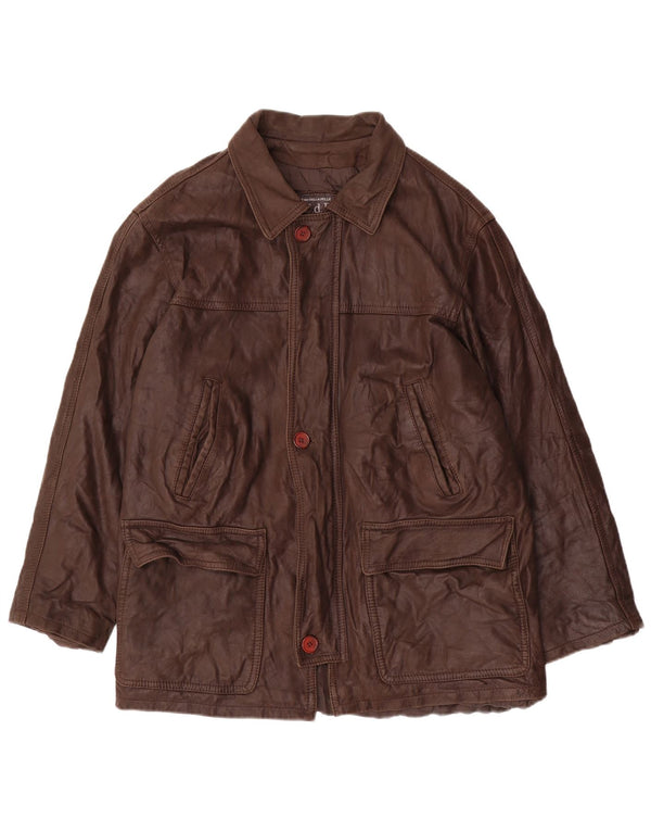 VINTAGE Chaqueta de cuero para hombre IT 52 XL Cuero marrón