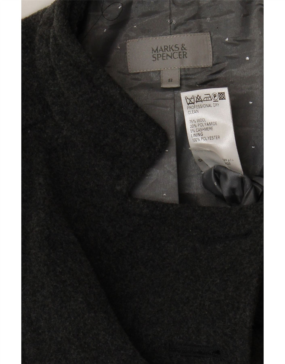 MARKS & SPENCER Abrigo para mujer UK 8 Small Lana gris