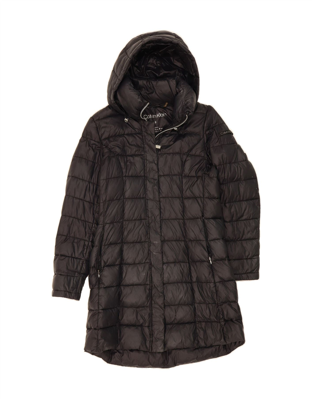 CALVIN KLEIN Womens Hooded Padded Coat UK 10 Small Grey Nylon Vintage Calvin Klein and Second-Hand Calvin Klein from Messina Hembry 