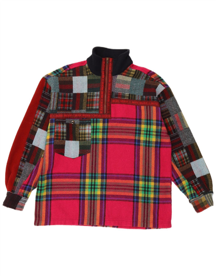 Vintage hombres pullover franela camisa grande multicolor cuadros acrílico