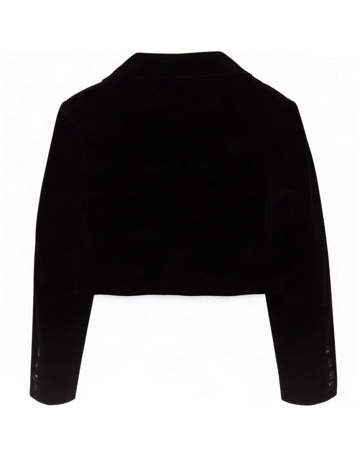 Benetton Chaqueta Bolero De Terciopelo De 2 Botones IT 48 XL Negro Modacryl