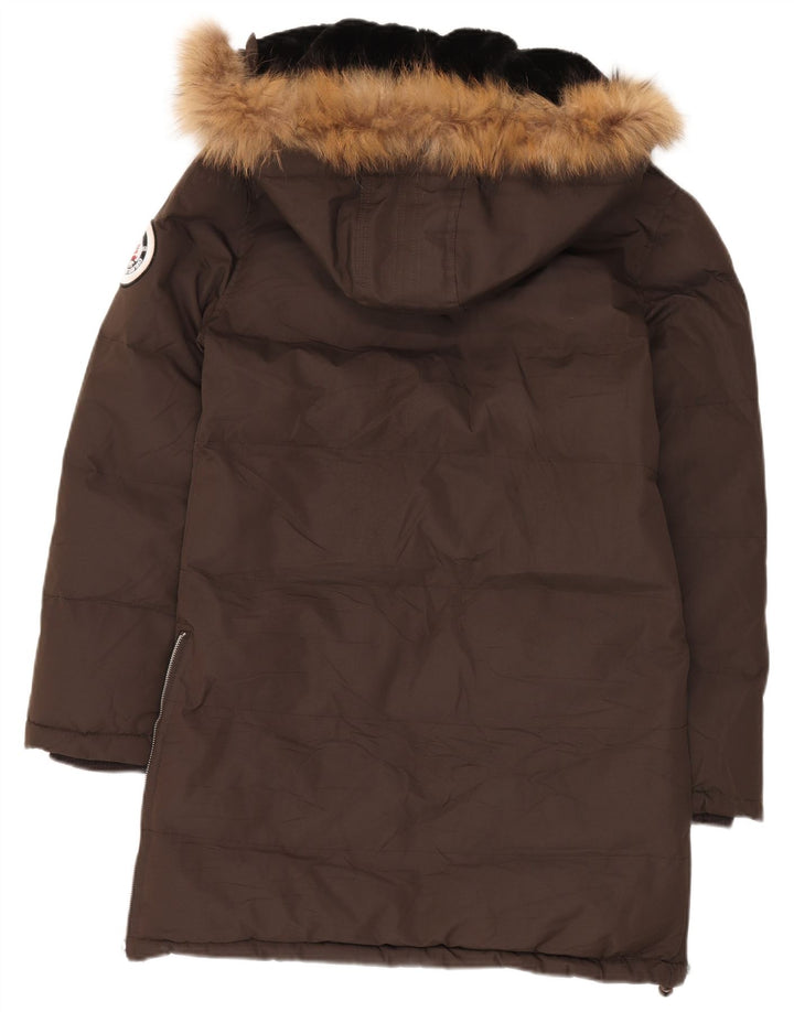 Geographical Norway Abrigo acolchado con capucha para hombre EU 38/40 Marrón medio Poliéster