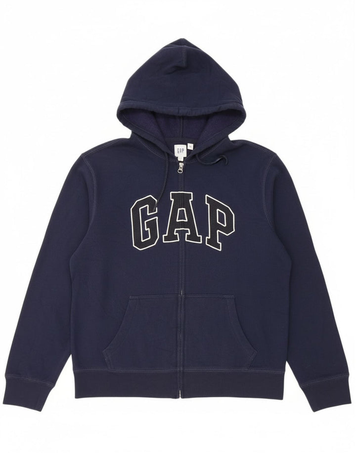 Gap Sudadera con capucha y cremallera gráfica para hombre Algodón azul marino mediano