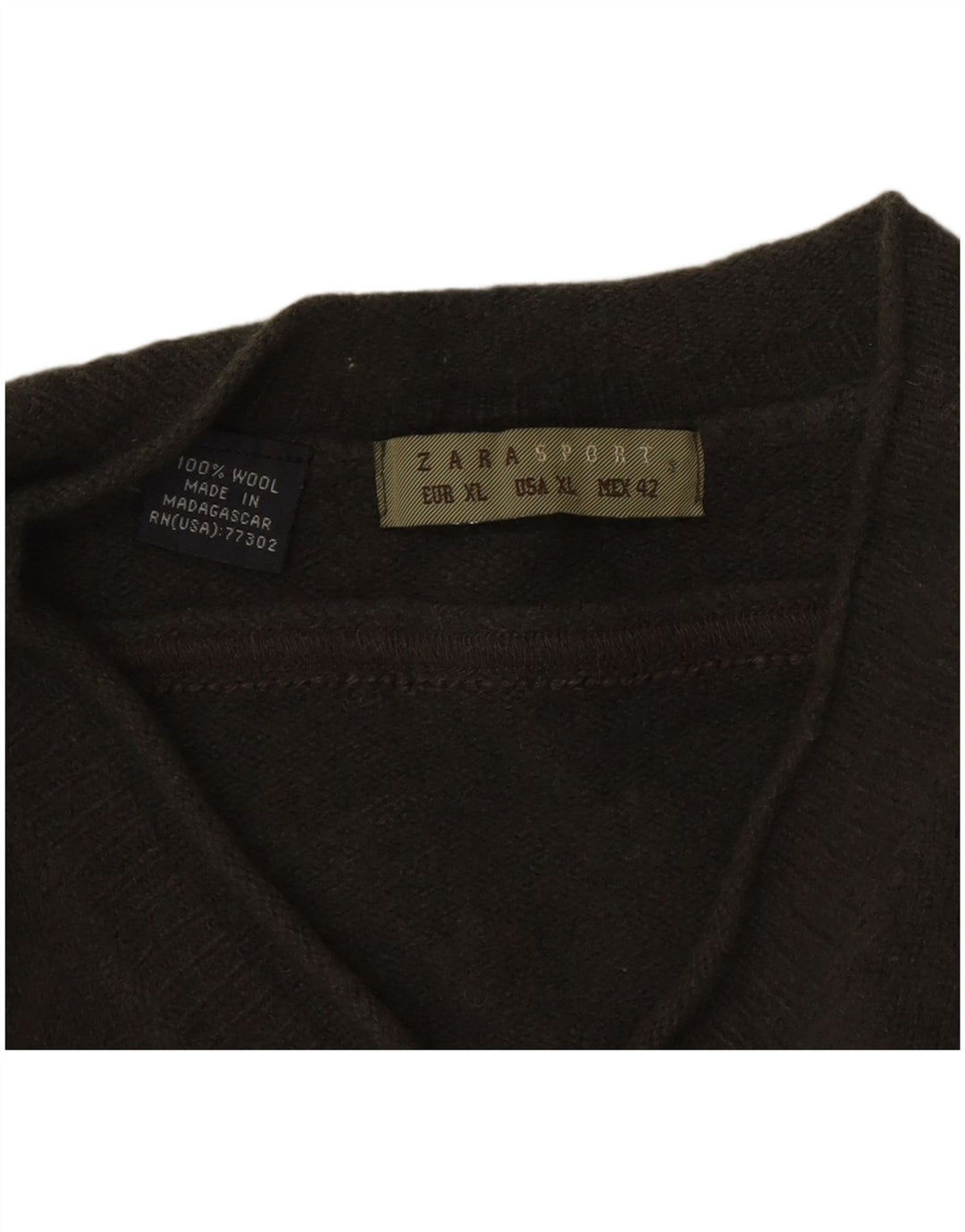 Zara Hombre Jersey Cuello Pico XL Lana Caqui