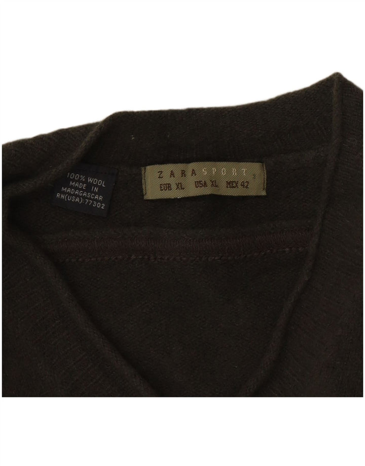 Zara Hombre Jersey Cuello Pico XL Lana Caqui