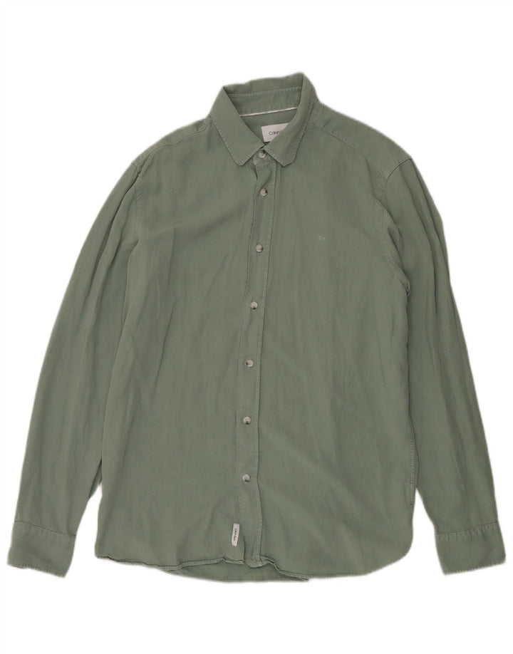Camisa Calvin Klein Hombre Regular Fit Lyocell Verde Medio