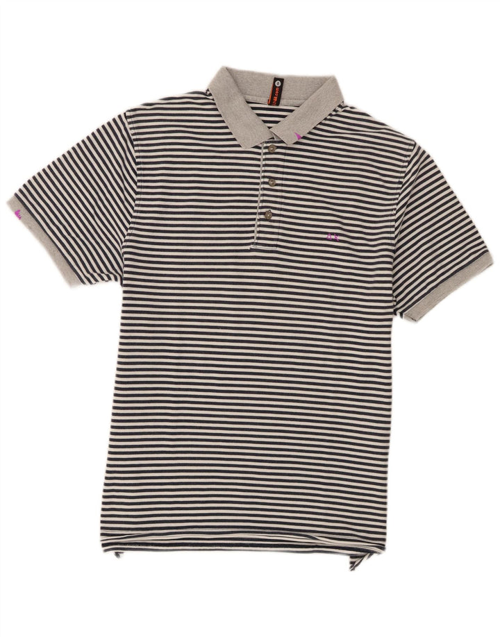 Polo Sun68 para hombre de algodón a rayas grises grandes