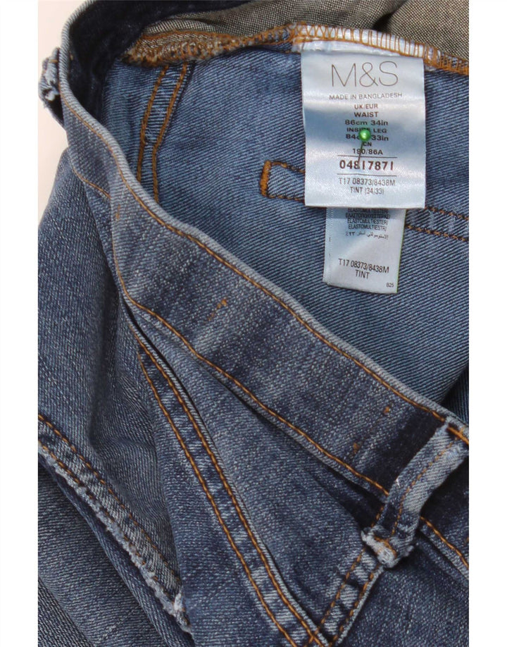 Marks & Spencer Vaqueros rectos para hombre W34 L33 Algodón azul