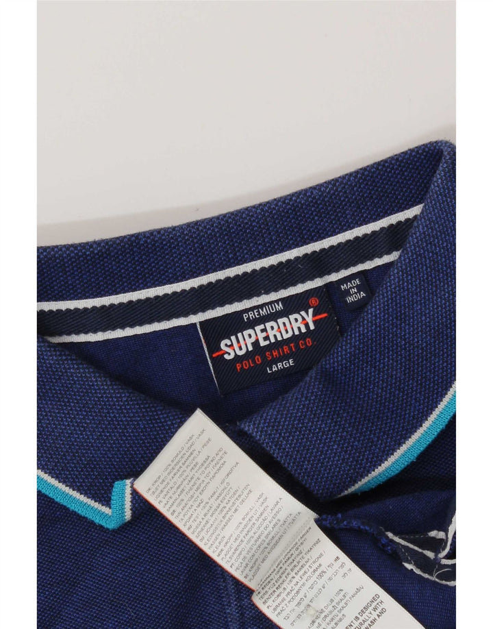 Superdry Polo para hombre de algodón azul marino grande