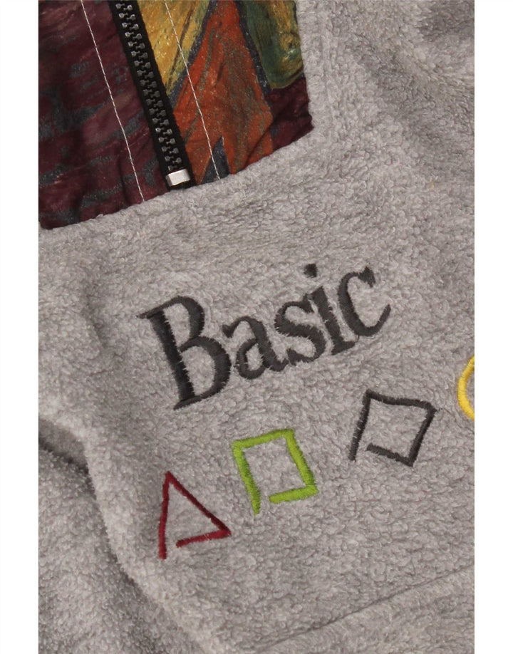 Jersey básico de forro polar con cuello y cremallera para hombre Poliéster geométrico gris grande