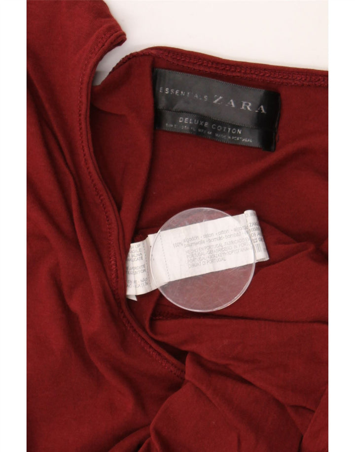 ZARA Hombre Camiseta Top XL Granate Algodón