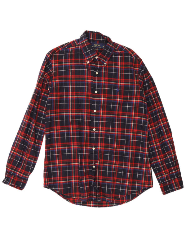 Polo Ralph Lauren Camisa de ajuste personalizado para hombre Algodón a cuadros azul marino mediano