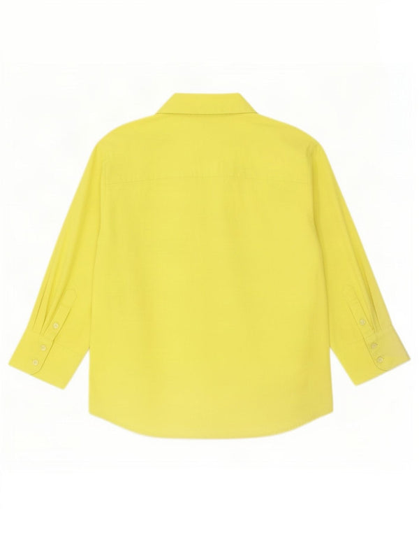 Benetton Blusa De Manga 3/4 Mujer UK 42 Algodón Amarillo Medio