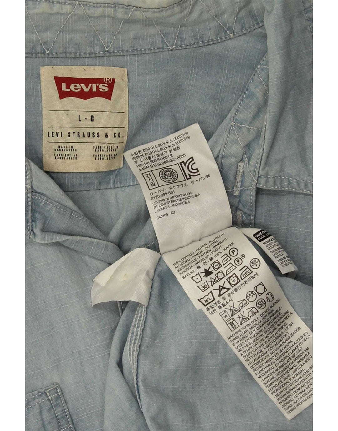 Camisa vaquera Levi's para hombre de algodón azul grande