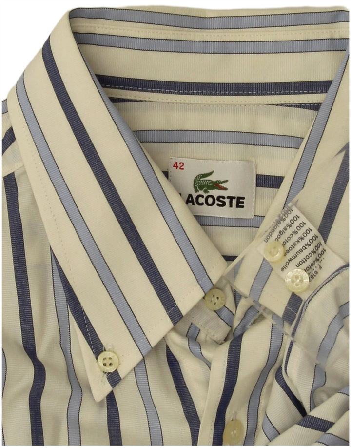 Camisa Lacoste Hombre Talla 42 Algodón Rayas Blancas Grande