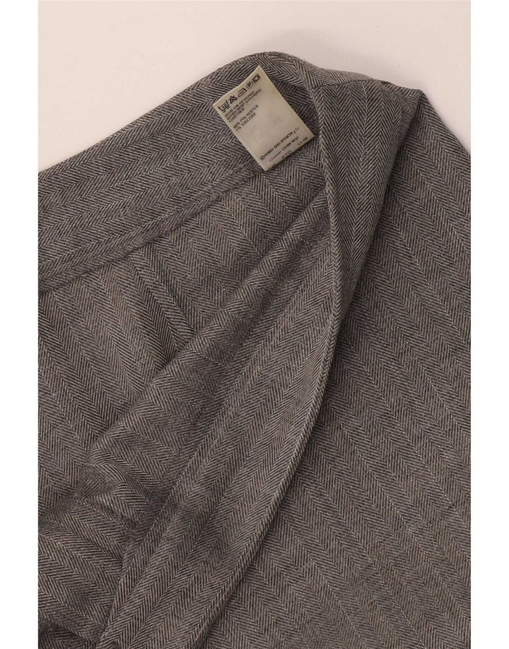 Marks & Spencer Pantalones de traje para mujer UK 44 Medium W32 L28 Grey Herringbone